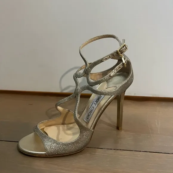JIMMY CHOO LANG GOLD HEELS