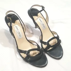Jimmy Choo Strappy black Leather Sandals. 40