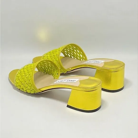 Jimmy Choo Minea Woven Raffia Sandals size 38