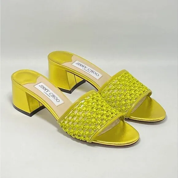 Jimmy Choo Minea Woven Raffia Sandals size 38
