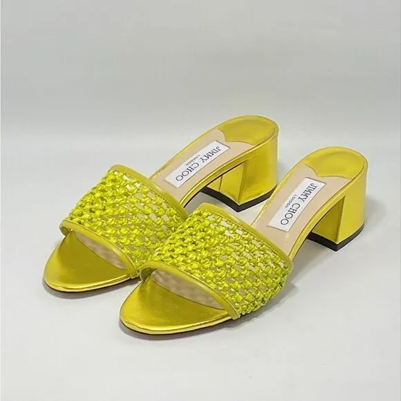Jimmy Choo Minea Woven Raffia Sandals size 38
