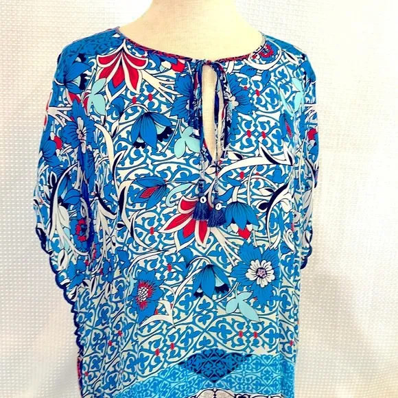 Johnny Was Blue Pattern Tunic/Dress Size Small