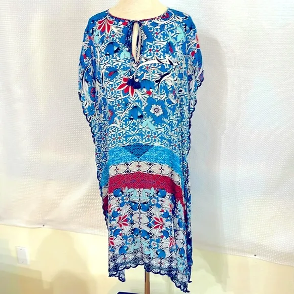 Johnny Was Blue Pattern Tunic/Dress Size Small