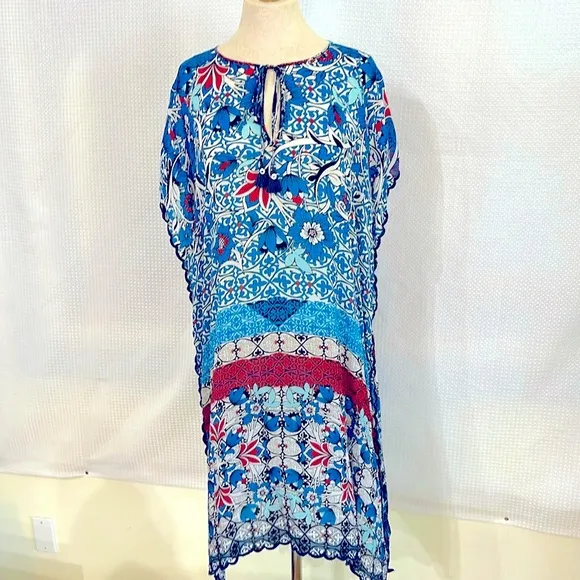 Johnny Was Blue Pattern Tunic/Dress Size Small