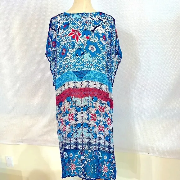 Johnny Was Blue Pattern Tunic/Dress Size Small