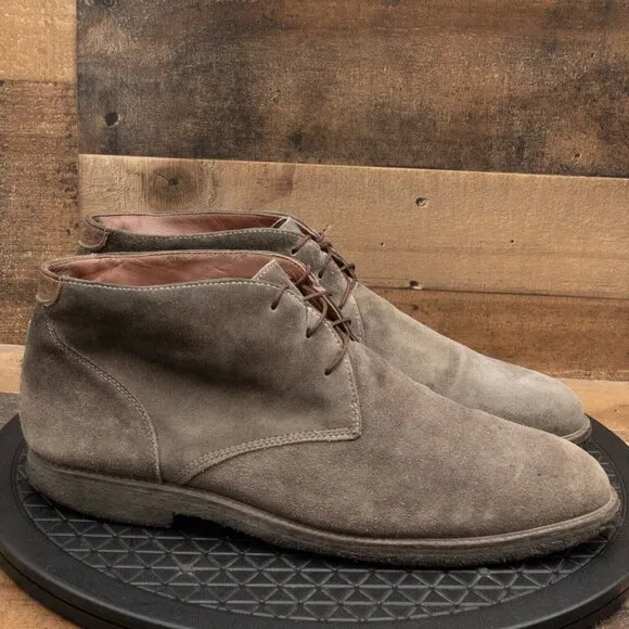 JOHNSTON AND MURPHY DRESS CHUKKA BOOTS GRAY LEATHER LACE UP SIZE 12M
