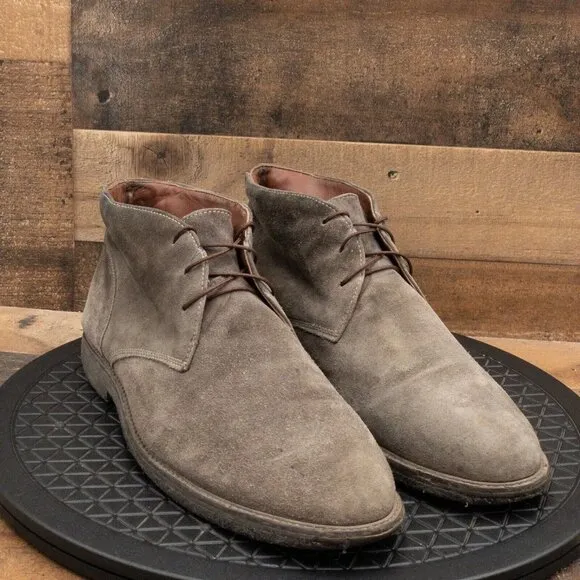 JOHNSTON AND MURPHY DRESS CHUKKA BOOTS GRAY LEATHER LACE UP SIZE 12M