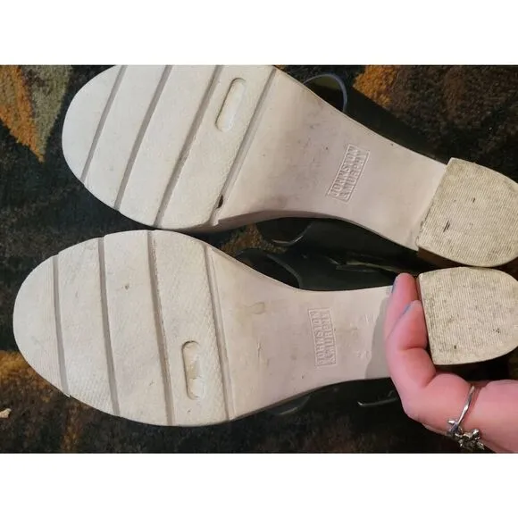 Johnston&amp; Muprhy Kayla Sandals Women's 7 Black White Cross Strap Calf Leather