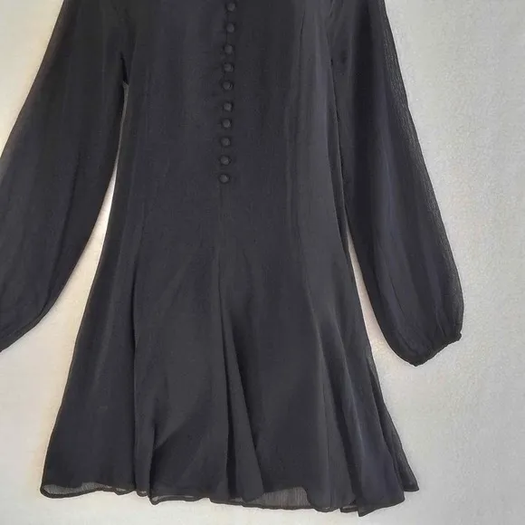 JOIE Chiffon Mini Dress Size Small in Black‎ w/ Balloon Sleeves