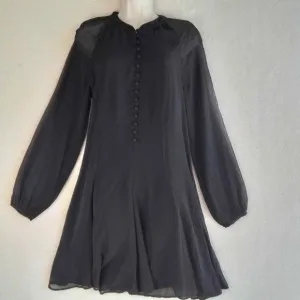 JOIE Chiffon Mini Dress Size Small in Black‎ w/ Balloon Sleeves