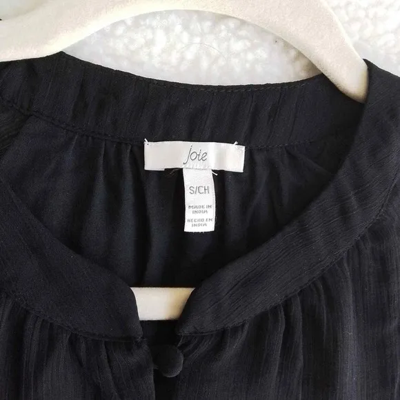 JOIE Chiffon Mini Dress Size Small in Black‎ w/ Balloon Sleeves