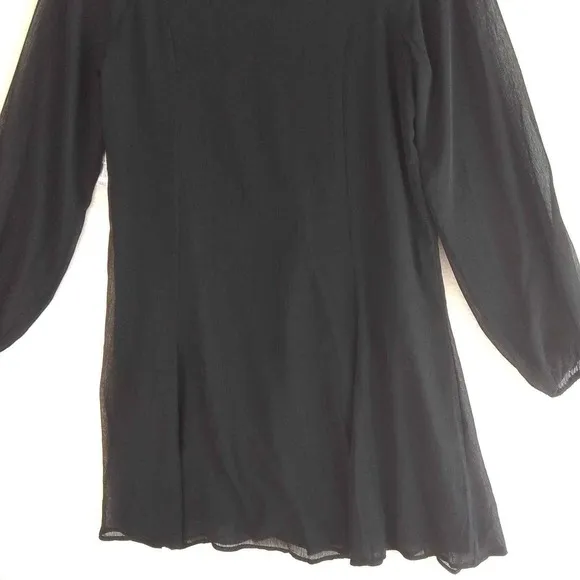 JOIE Chiffon Mini Dress Size Small in Black‎ w/ Balloon Sleeves