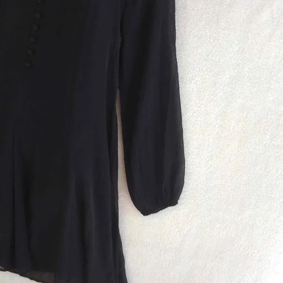 JOIE Chiffon Mini Dress Size Small in Black‎ w/ Balloon Sleeves