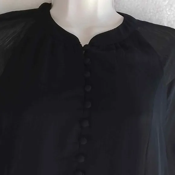 JOIE Chiffon Mini Dress Size Small in Black‎ w/ Balloon Sleeves