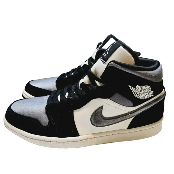Jordan 1 Mid SE Mens Satin Smoke Grey  852542-011 Size 9 Shoes/Sneakers
