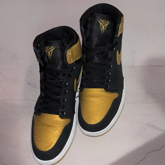 Jordan 1 Retro Melo PE - Men's Black and Gold Sneakers