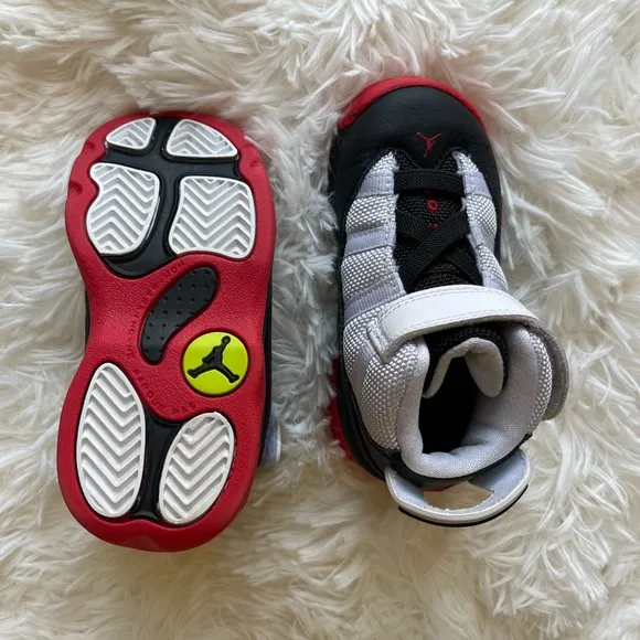 JORDAN sneakers, new, white &amp; red, size 6C