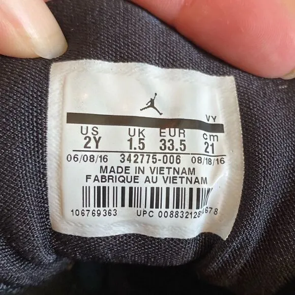 Jordan True Flight Black Pink Athletic Sneakers 2Y