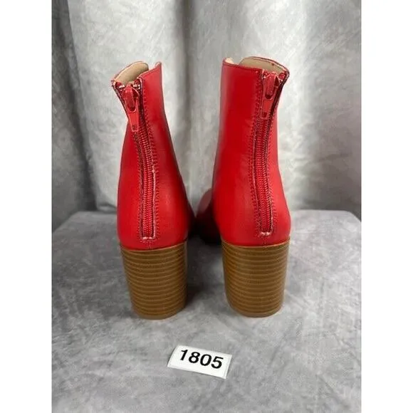 Journee Collection Womens Kayden Red Booties Shoes 8 Medium (B,M) BHFO 1341