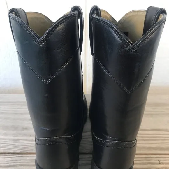 Justin Basic Dress Roper Mens Black Leather Uniform Boots 8.5 EE JB3000