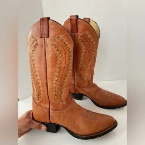 Justin Boots Brown Tan Western Cowboy Boots Men’s Size 8
