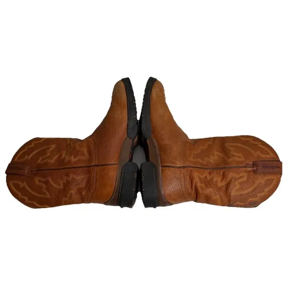Justin George Strait Twang Waterproof Cowboy Work Boots Round Toe Size 8D