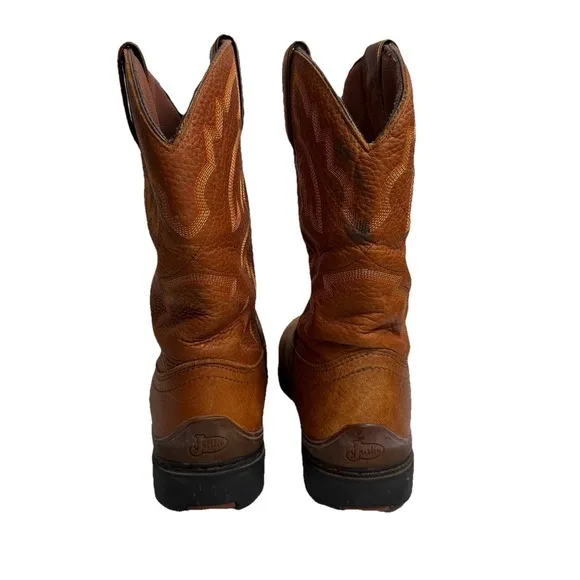 Justin George Strait Twang Waterproof Cowboy Work Boots Round Toe Size 8D