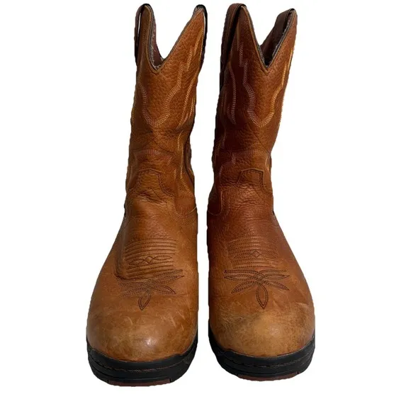 Justin George Strait Twang Waterproof Cowboy Work Boots Round Toe Size 8D