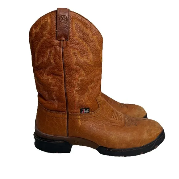 Justin George Strait Twang Waterproof Cowboy Work Boots Round Toe Size 8D