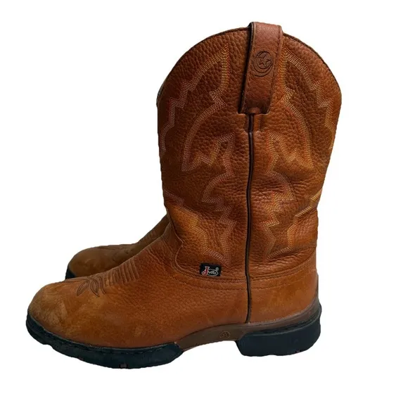 Justin George Strait Twang Waterproof Cowboy Work Boots Round Toe Size 8D