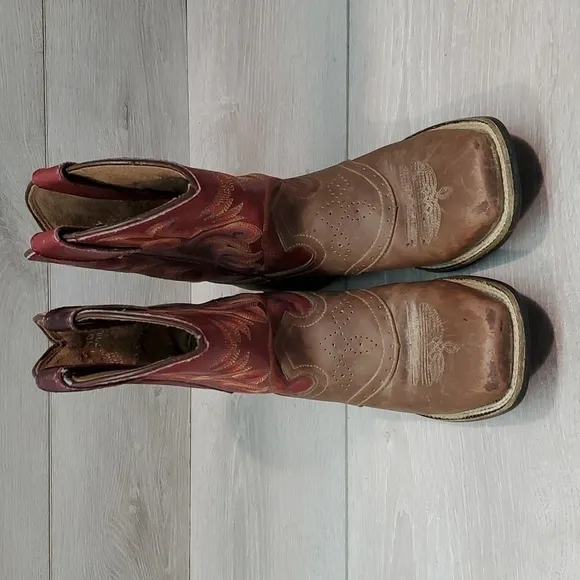Justin Kids Girls Outdoor Western Cowboy Leather boots shoes sz 10