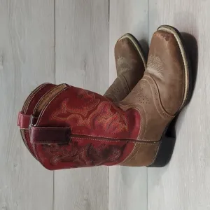 Justin Kids Girls Outdoor Western Cowboy Leather boots shoes sz 10