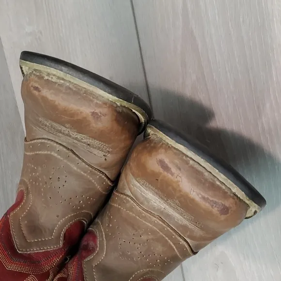Justin Kids Girls Outdoor Western Cowboy Leather boots shoes sz 10