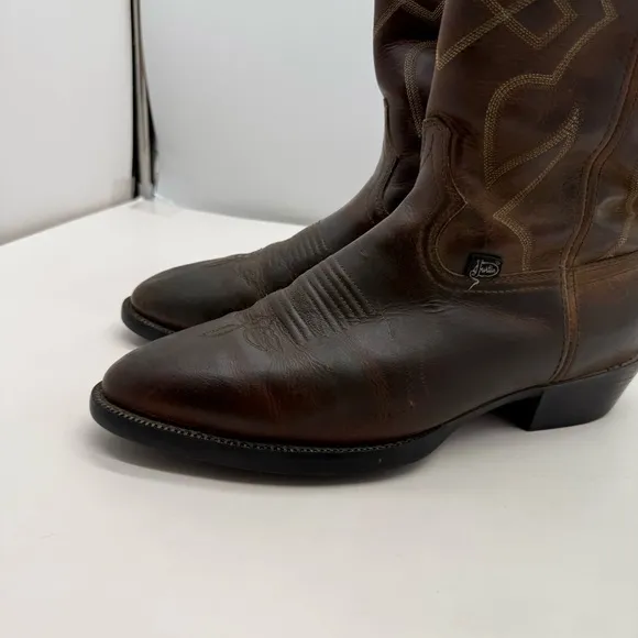 Justin Roper Boots Mens 9 EE Honey Brown Western Cowboy Work Rodeo FR100 Leather
