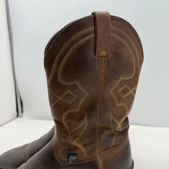 Justin Roper Boots Mens 9 EE Honey Brown Western Cowboy Work Rodeo FR100 Leather