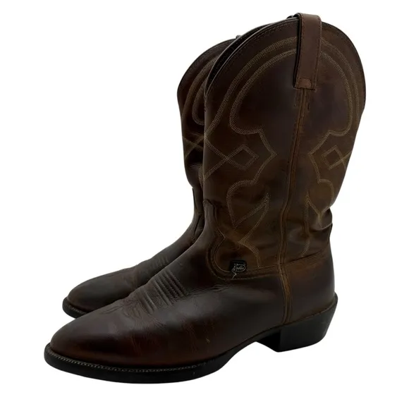 Justin Roper Boots Mens 9 EE Honey Brown Western Cowboy Work Rodeo FR100 Leather