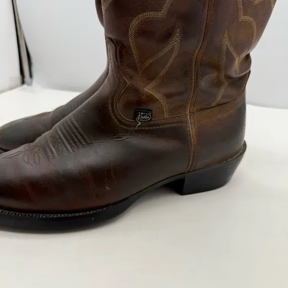 Justin Roper Boots Mens 9 EE Honey Brown Western Cowboy Work Rodeo FR100 Leather