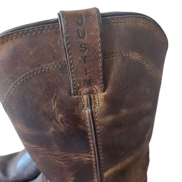 Justin Western Boots Men's 10 D Drywall SE4960 Brown Leather Waterproof 10&quot; Work