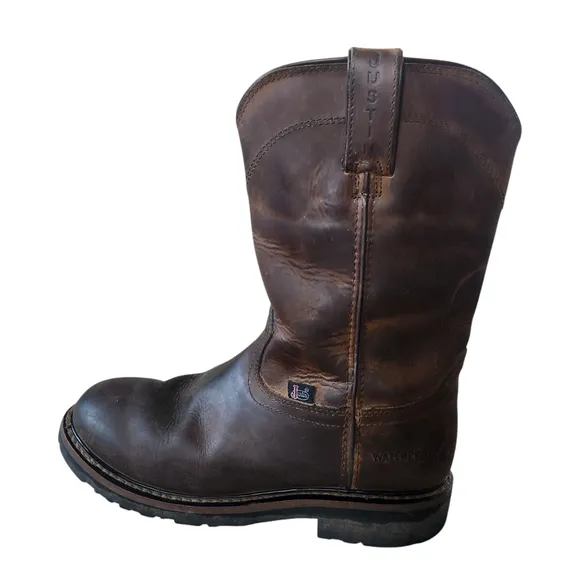 Justin Western Boots Men's 10 D Drywall SE4960 Brown Leather Waterproof 10&quot; Work