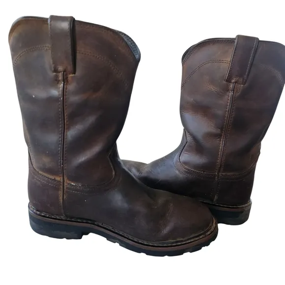 Justin Western Boots Men's 10 D Drywall SE4960 Brown Leather Waterproof 10&quot; Work