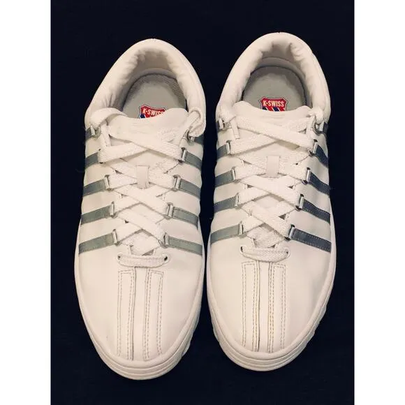 K Swiss Mens Sneakers Triple White Size 9 Classic Low Leather Casual Shoes