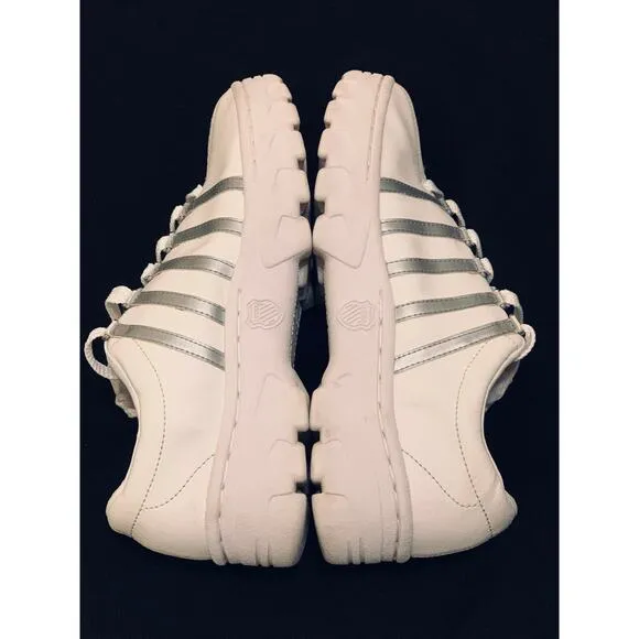 K Swiss Mens Sneakers Triple White Size 9 Classic Low Leather Casual Shoes