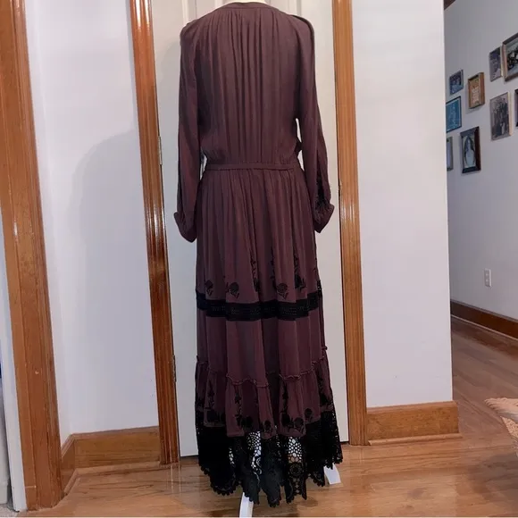Karen Kane Dandy Girl Long Sleeve Embroidered Lace Maxi Dress • NWT