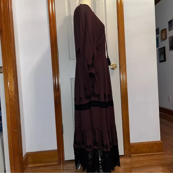 Karen Kane Dandy Girl Long Sleeve Embroidered Lace Maxi Dress • NWT