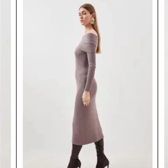 Karen Millen Off Shoulder Knit Midi Dress