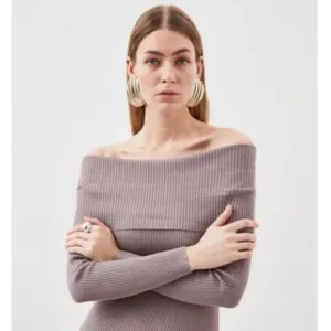 Karen Millen Off Shoulder Knit Midi Dress