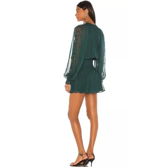 Karina Grimaldi X Revolve Mini Dress Sz XS Green Silk Chiffon Party