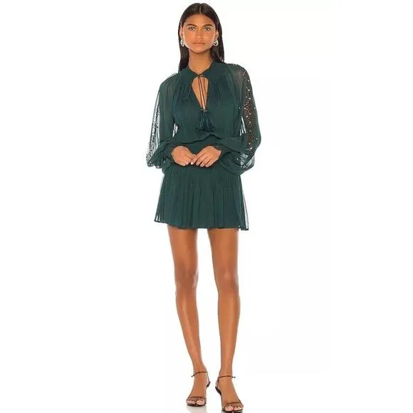 Karina Grimaldi X Revolve Mini Dress Sz XS Green Silk Chiffon Party