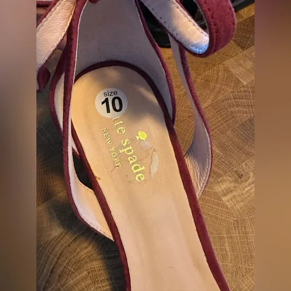 KATE SPADE M Watson Too Deep Crimson Suede Heels Sandals SZ 10M
