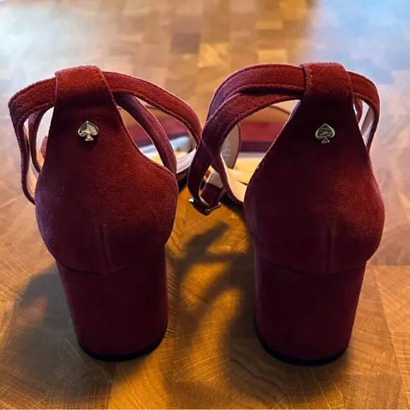 KATE SPADE M Watson Too Deep Crimson Suede Heels Sandals SZ 10M